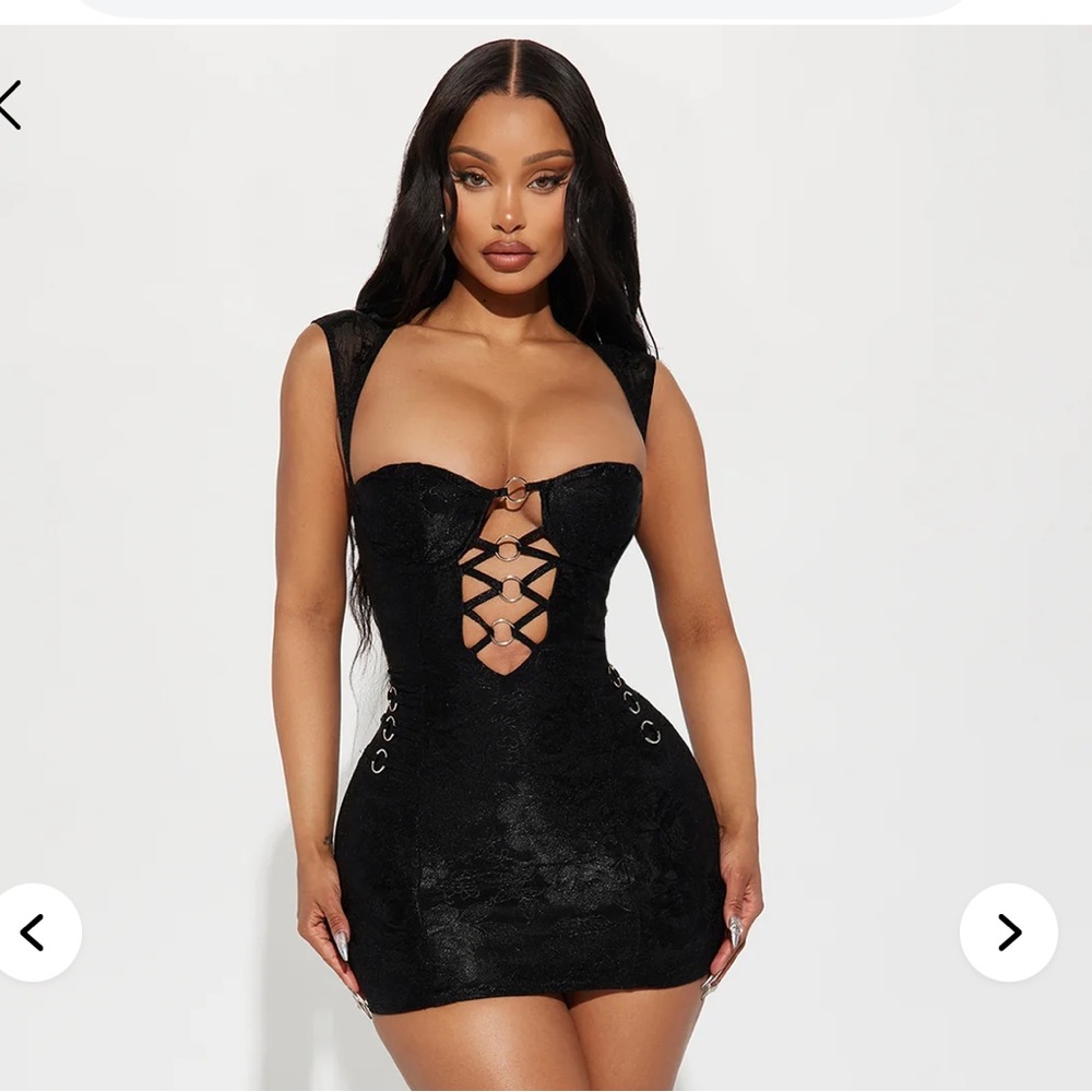 Fashion Nova Black Lace-Up Mini Dress